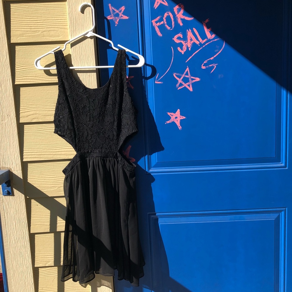 Sparkly black sexy side cut out party dress